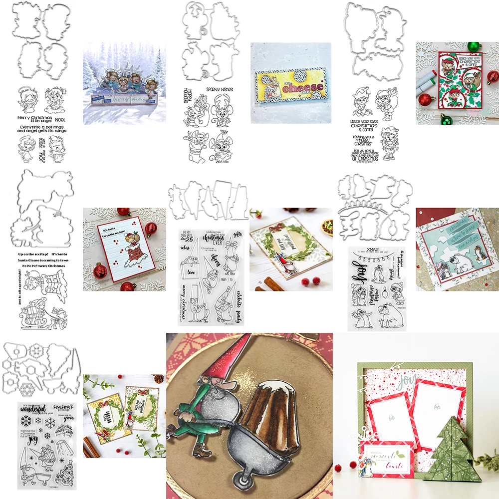 Weihnachten Gnome Elf Ausschnitt Metall Stanzformen Saison Gruß Wünsche Klare Stempel für DIY Scrapbooking Papier Karte Album Dekor