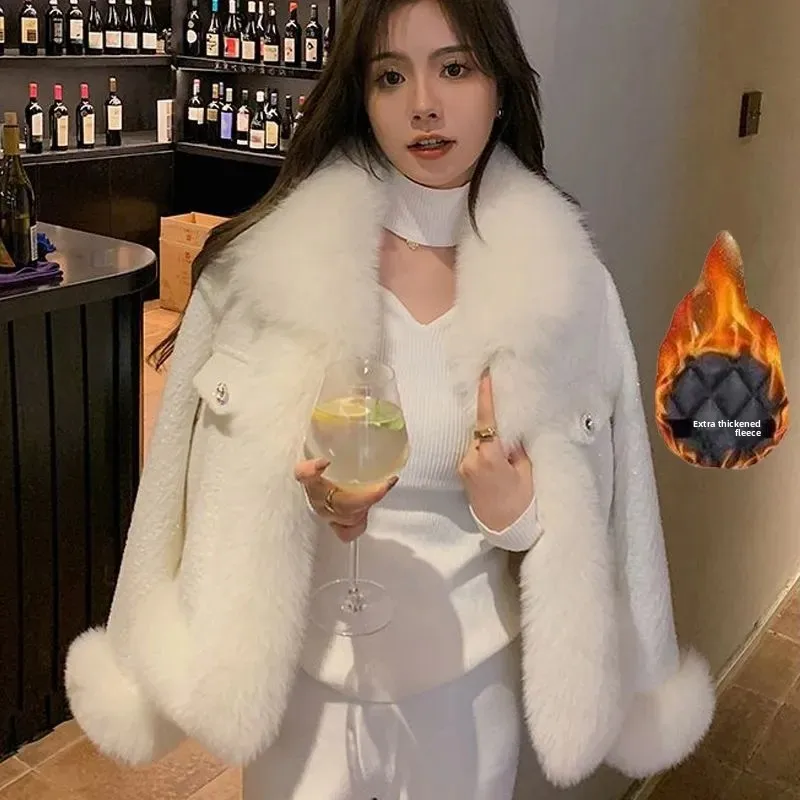 Dames witte bontjas ort Thiened herfst winter nieuwe Sle Small Fraance Sle milieuvriendelijke Faion bovenkleding