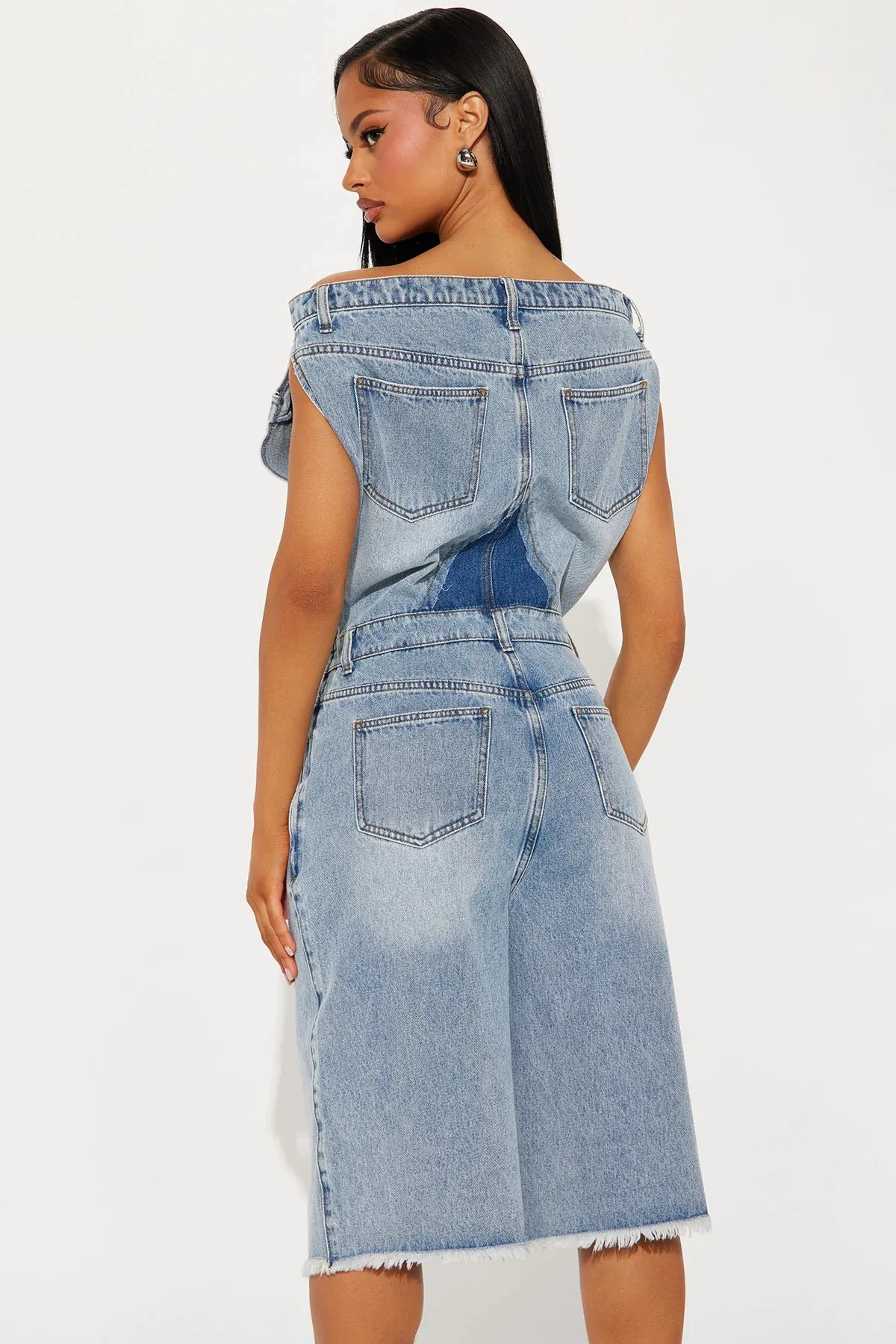 女性ジャンプスーツ夏のファッションノースリーブストラップレススリムフィット弾性デニムジャンプスーツレディカジュアルハイウエストストレートジーンズロンパース