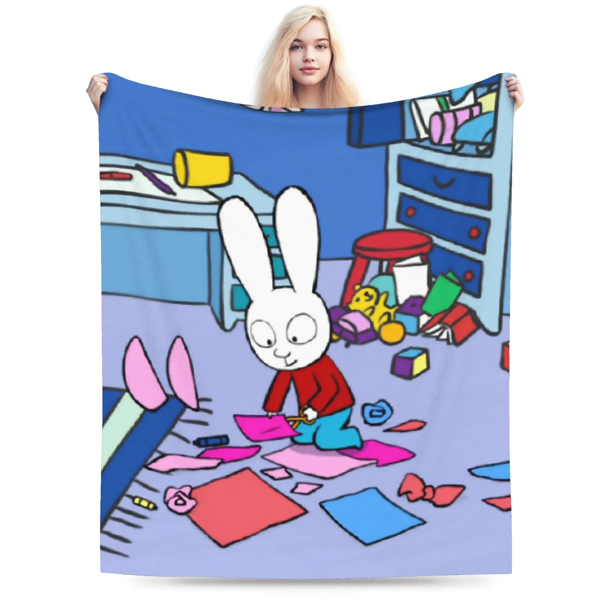 Simon Super Rabbit Blanket Velvet  Cozy Lightweight Thin Throw Blanket for Bedding Rug Piece