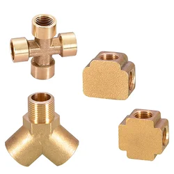 Brass Pipe Connector 1/8'' 1/4'' 3/8'' Female Male Thread Tee/Cross/Square/Y Type Butt Joint Adapter Garden Automatic Watering