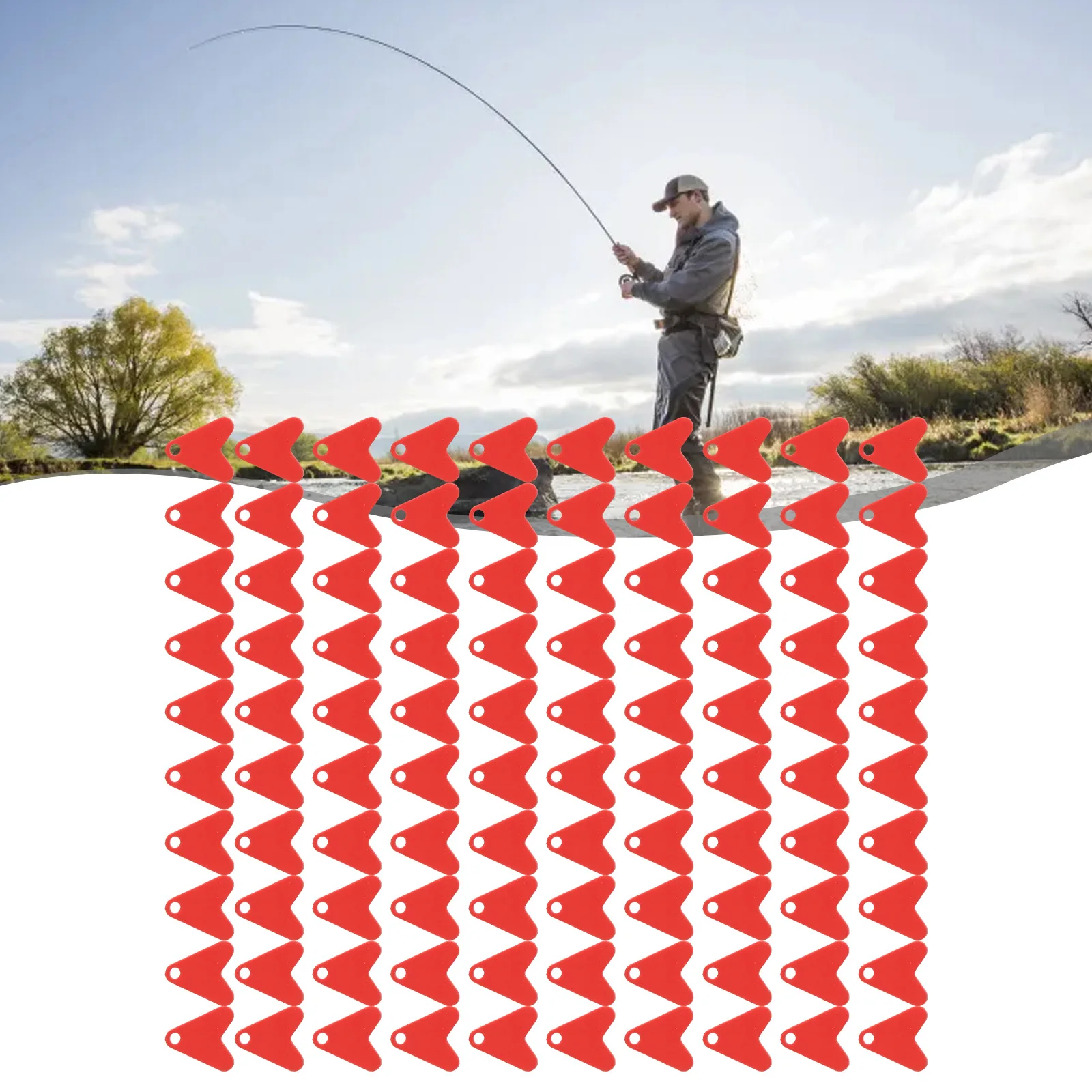 

DIY Fishing Spinner Bait Set - 100pcs Plastic Fishtail Sequins With Red Heart Fish-Attracting Lure Accessories