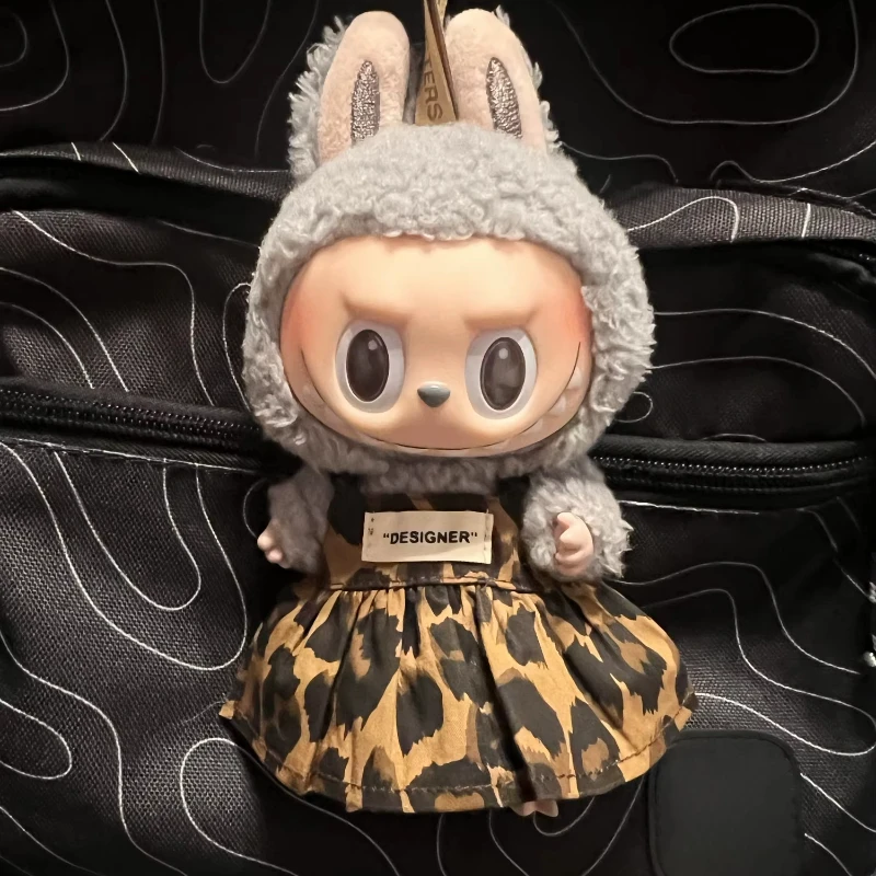 ملابس الدمية الصغيرة إكسسوارات الزي لـ 15-17 سنتيمتر Ropa Labubu و10 سنتيمتر دمية القطن ليوبارد طباعة تنورة قبعة حذاء الملابس