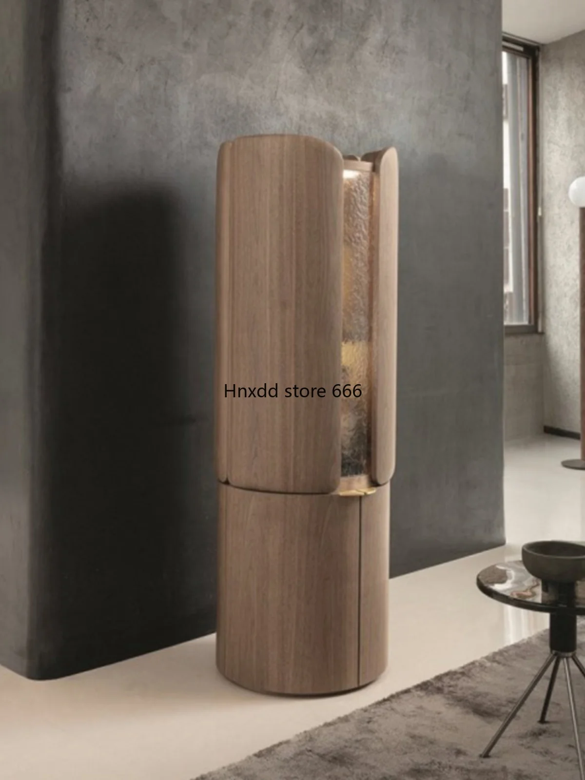 Walnut wine cabinet high-end round storage