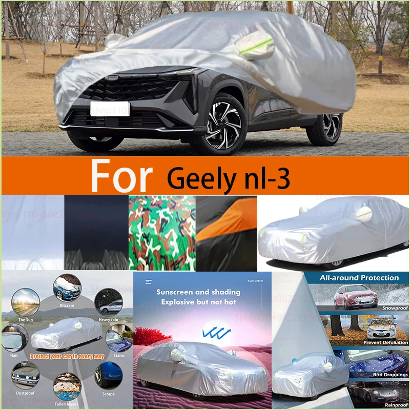 

Black and Silver Universal Car Cover Waterproof Dustproof Outdoor Protection Full Rain Snow UV Protective For Geely Nl-3