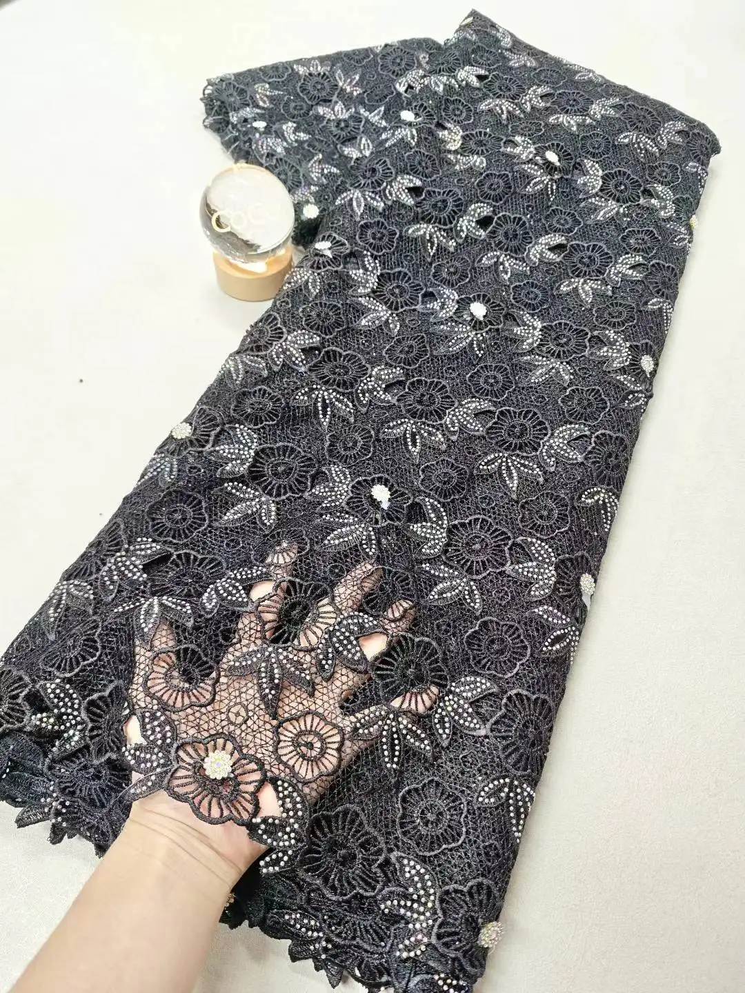 

High Quality African Lace Fabric,Cotton,Fabrics,By The Meter,Sewing,Embroidery,Rhinestone,Cloth,Wedding Dresses,Tulle,5 Yards