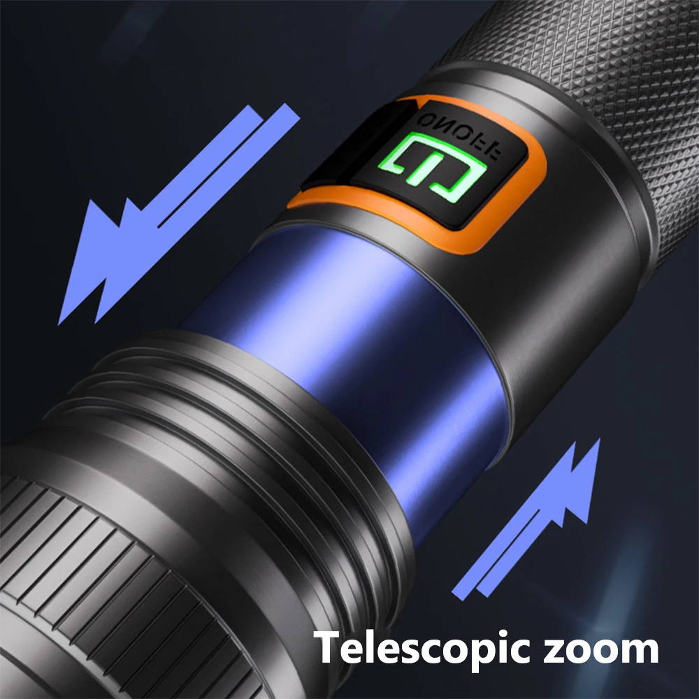 Powerful LED Flashlight USB Rechargeable Flashlights Aluminum Alloy 3 Modes Torch Waterproof Flashlight for Camping Cycling