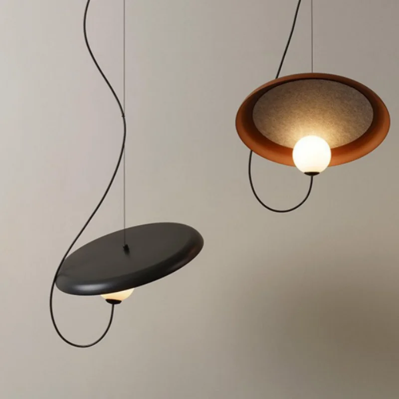 

Modern Nordic LED Pendant Light Creative Curved Hanging Lamp Black/Orange For Kitchen Island Dining Room Warm Light Fixture
