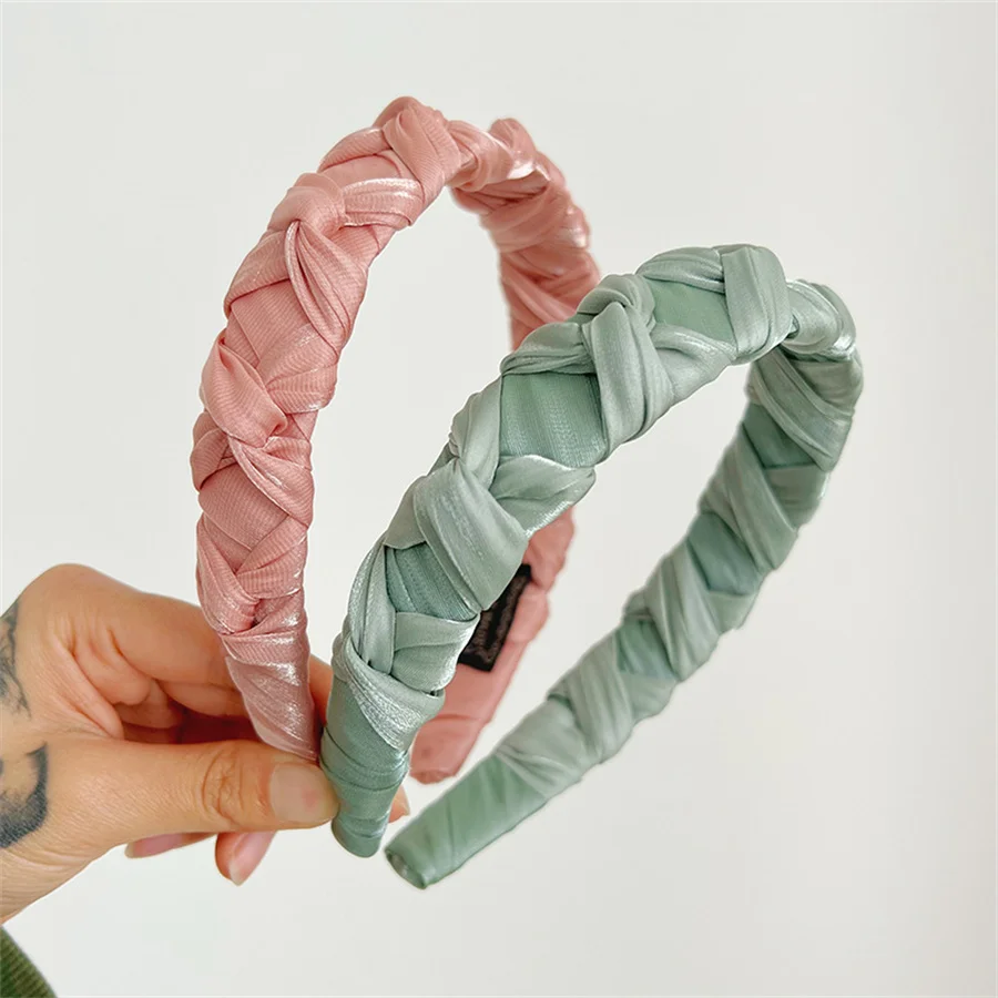 

Korean style summer new product bright silk folds tangled knotted hairbands for women fashion retro simple hair accessories