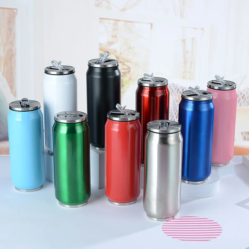 500ML Cola Can Customized Print Name Photo LOGO Insulated Thermos Stainless Steel Vacuum Bottle Keep Water Cold Portable Gift