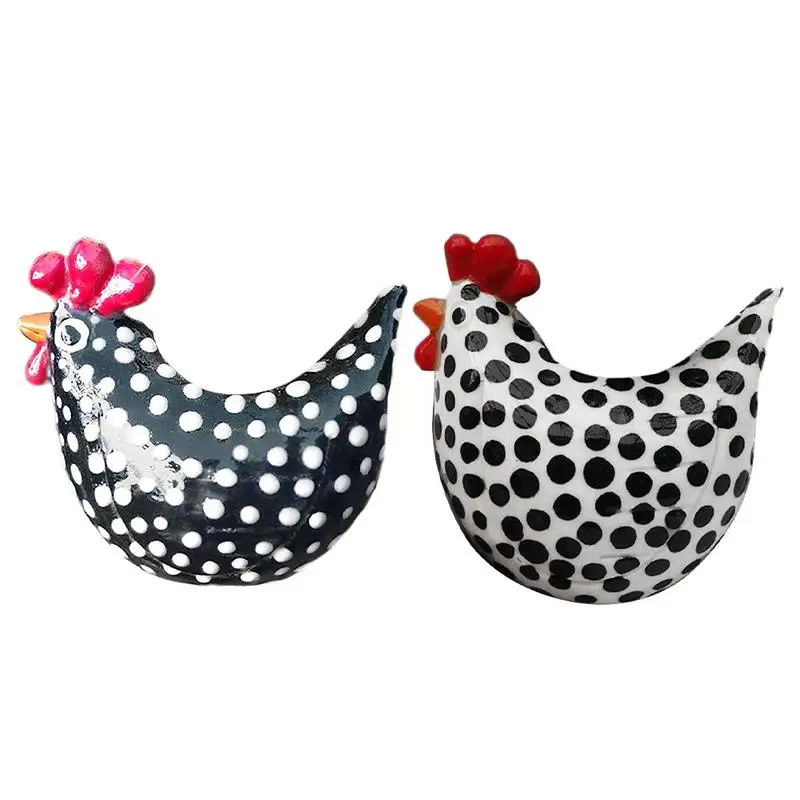 

Indoor Rooster Flower Pot Plant Chicken Pot Plant Resin Hen Flower Pot Black/White Rooster Planter Ornament For Home Office