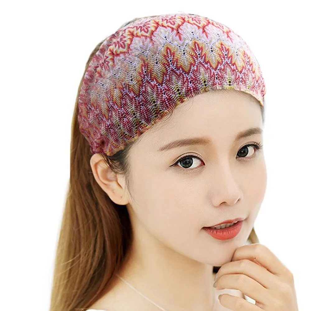 

New Wide Hairbands Stretchable Thin Headbands Ethnic Style Breathable Headwear Women