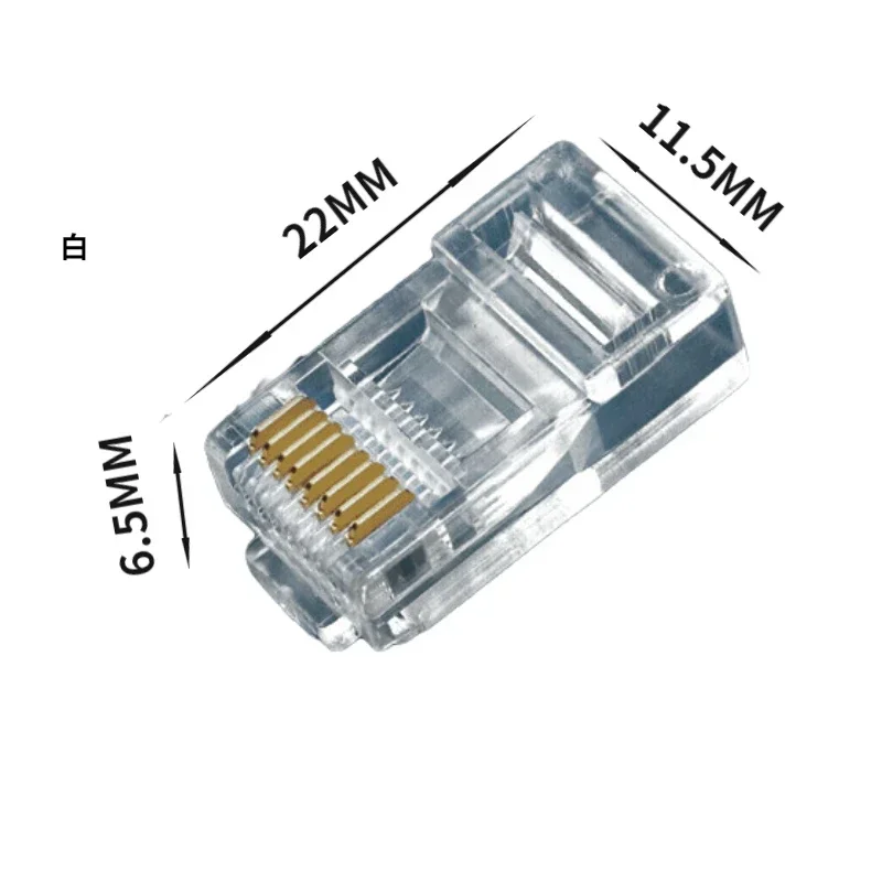 Conector Cat6 RJ45 cat.6-8p8c, cable Ethernet modular, enchufe de cabeza, Red de prensado chapada en oro, conector RJ45 (100 piezas)