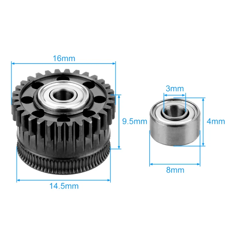 2 مجموعات ل Creality K2 Plus الطارد والعتاد جميع خيوط معدنية محرك والعتاد صلابة عالية ارتداء DLC طلاء ل K2 Plus Gear-TCE