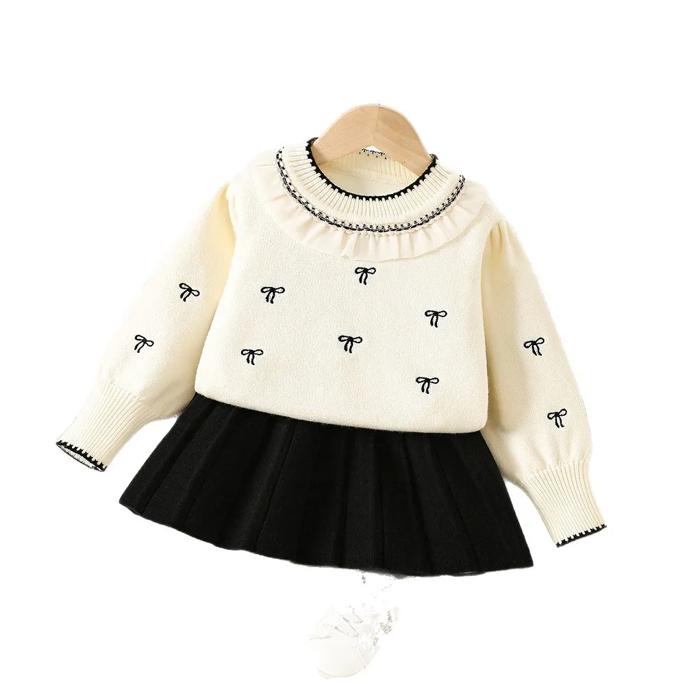 الفتيات محبوك مجموعة ملابس ربيع الخريف الأطفال الصوفية جيرسي البلوزات قمم التنانير فستان الأميرة دعوى لملابس الطفل الاطفال