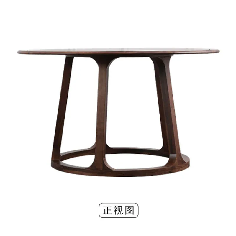 

North American black walnut all solid wood round dining table Nordic modern simple dining table and chairs Household small apart