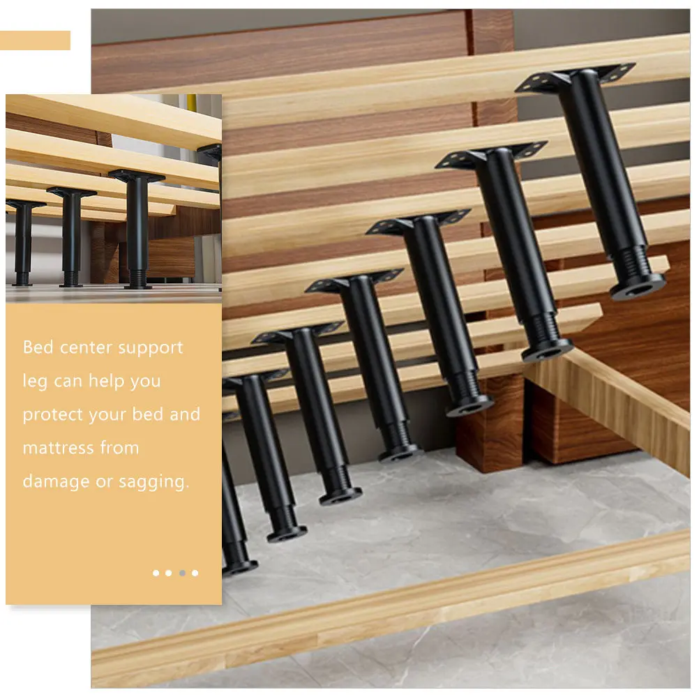 2 Pezzi Rialzi per Letto Regolabili, Gambe di Supporto Centrali per Mobili, Supporti per Altezza Telaio Letto