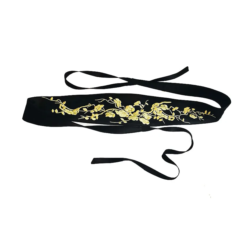 Ceinture large brodée de fleurs de prunier pour femmes, ceinture décorative, Style ethnique, accessoires Hanfu