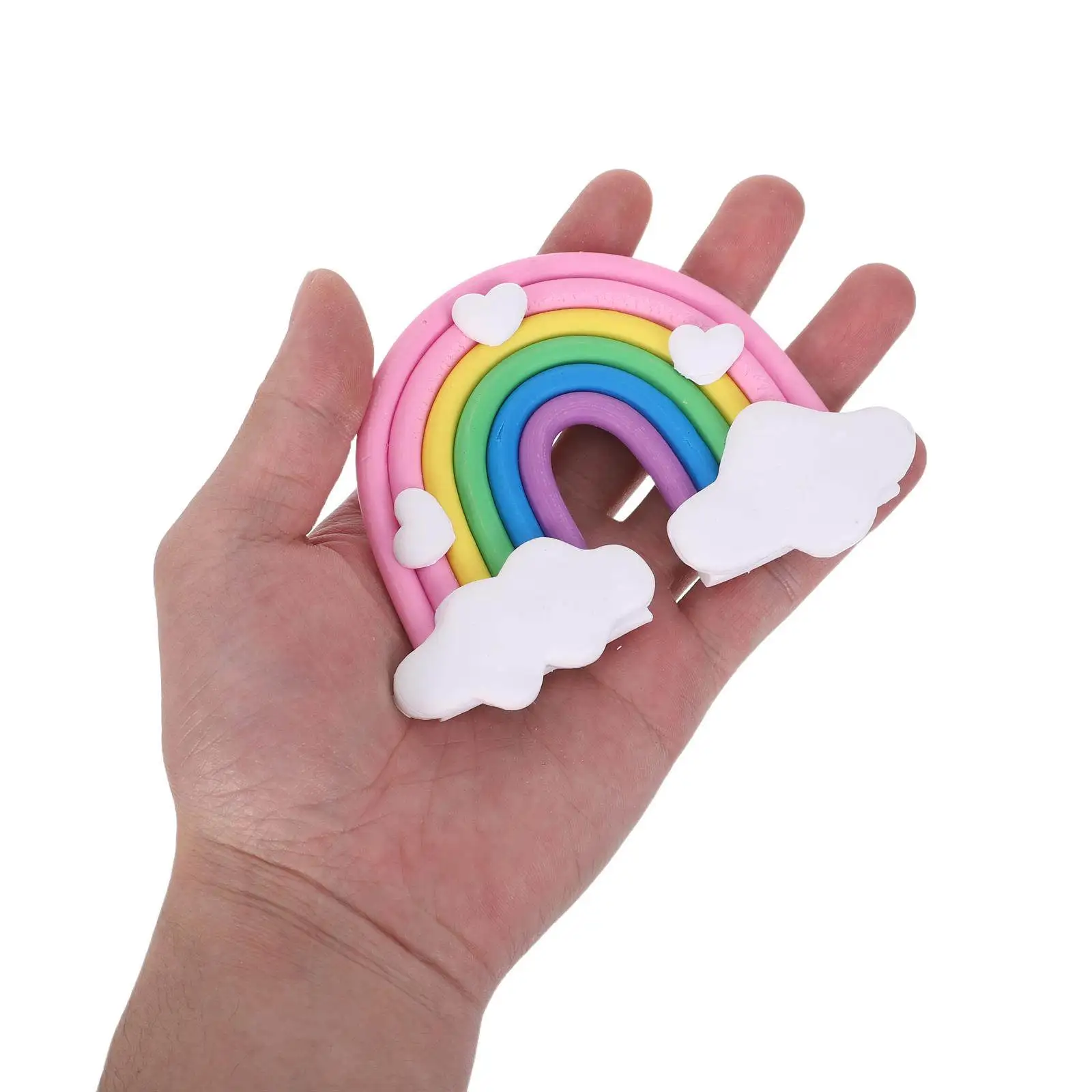 6Pcs Rainbow Cake Toppers Soft Shaped Dessert Picks Colorful Birthday Cake Decoration Kids Baking Party Supplies