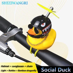 Bicycle Yellow Duck Cartoon Little Yellow Ducks Helmet Head Light Shining Duck Bicycle Bells Handlebar Bicycle Accessories