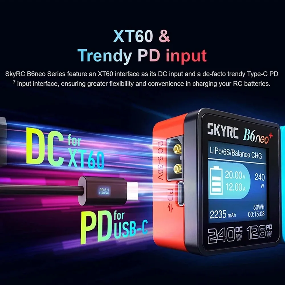 SKYRC B6neo 2 Smart Multi-Function Smart DC 300W PD 80W Lipo/Life/Lilon/Lihv/Nimh/Nicd/Pb Battery