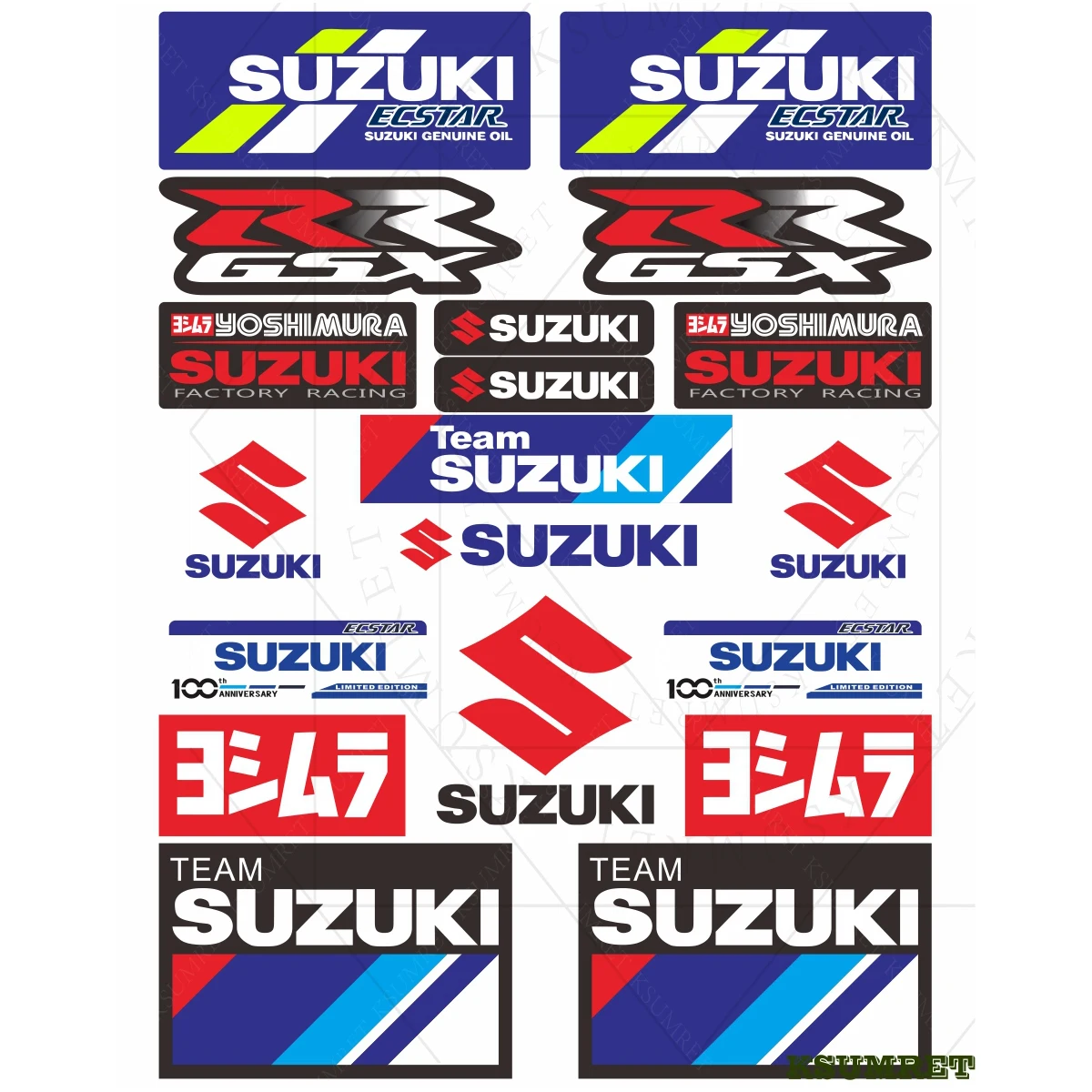 Vinyl Suzuki Sticker Decals Logo Set Helmet Emblem Kit