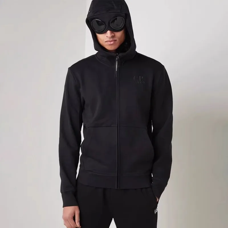 

Уличная повседневная мужская толстовка с капюшоном и очками, защитные очки CP, джет на молнии, свободный крой, осень-зима, моя