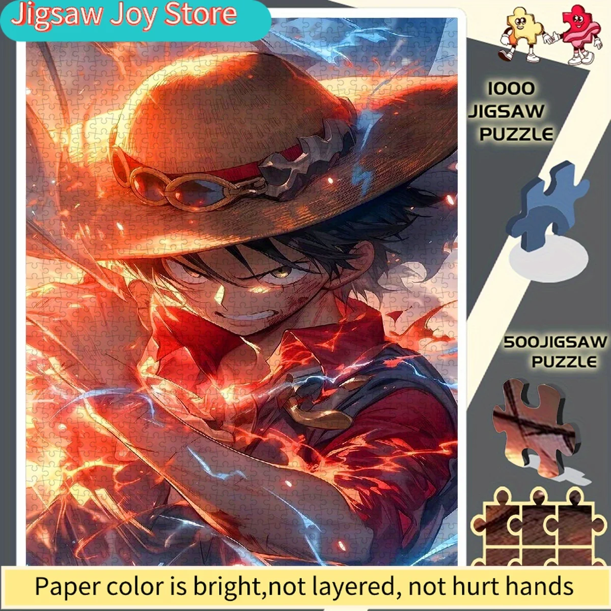

Hot-Blooded Anime Monkey D. Luffy Battle Illustrated Unframed Perfect Choice for Enthusiasts Paper Puzzle - Educational Puzzle