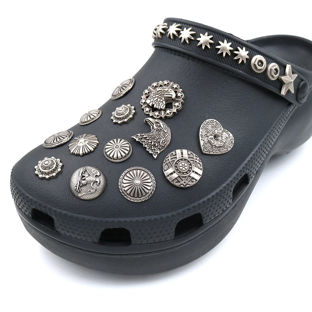 1pcs Shoe Decorations Accessories Sandalias De Metal Pines Charms Metal Rivet Hole Charms Detachable ZF-3