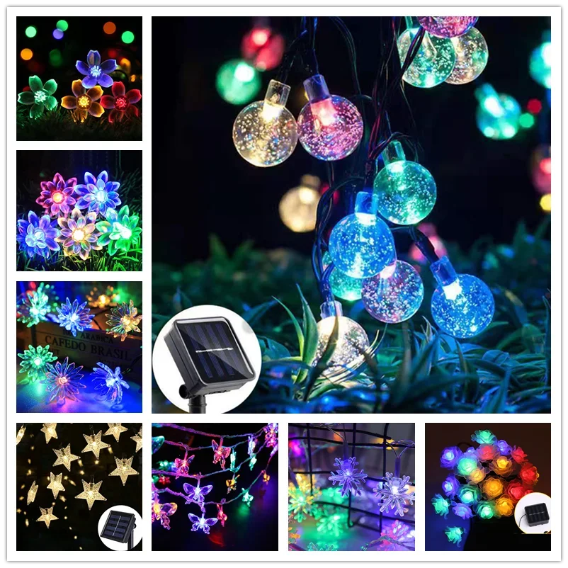 

100 LEDs 12m Crystal Ball Solar Light Outdoor IP65 Waterproof String Fairy Lamps Solar Garden Garlands Christmas Decoration