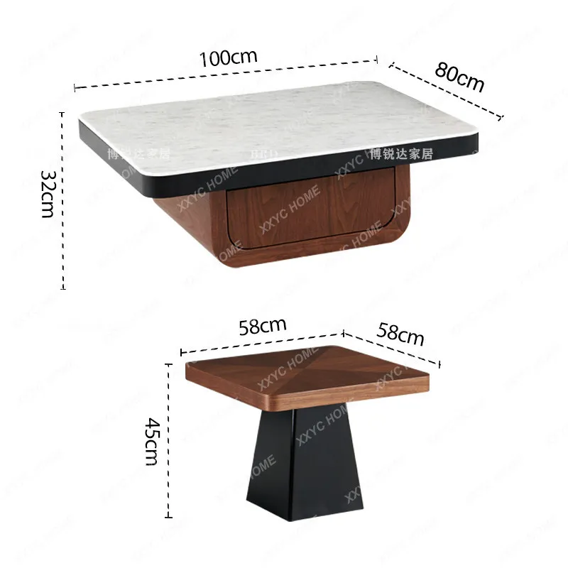 

Natural marble creative coffee table living room combination