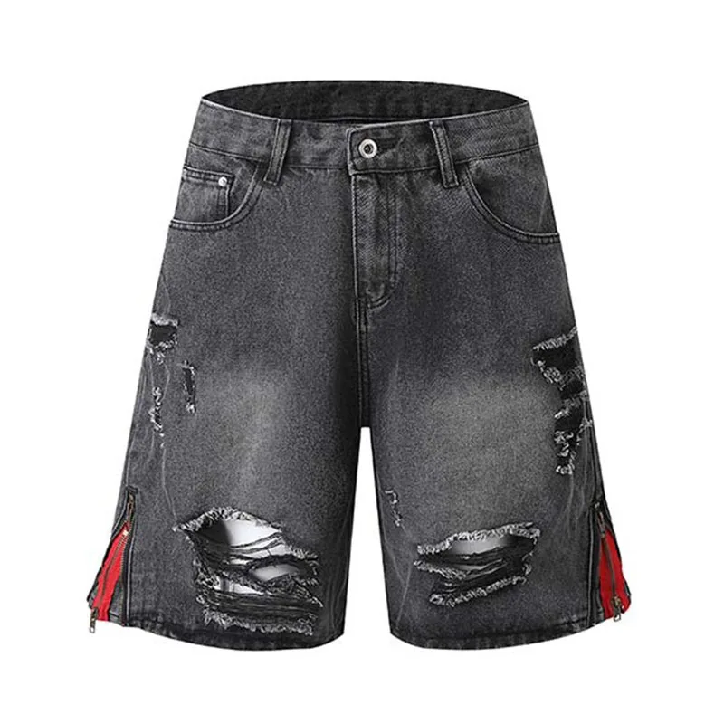 

Hip Hop Ripped Casual Jeans Shorts Streetwear Washed Vintage Denim Shorts For Male