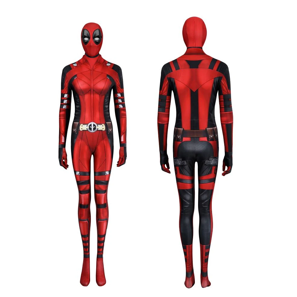 Halloween Carnival Party Female Death 3 Role Playing Costume Wade Wilson Helmet Zentai 3D Printed Sexy Tight jumpsuit Costume