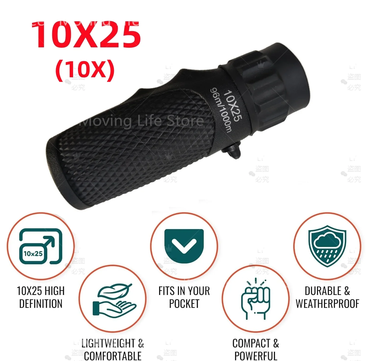 CAOX Leistungsstarkes Mini 10X25 12X30 Monokular-Teleskop HD Tragbare BAK4 FMC Optik Kompaktes Taschenfernglas für Tourismus und Outdoor – Detail 18