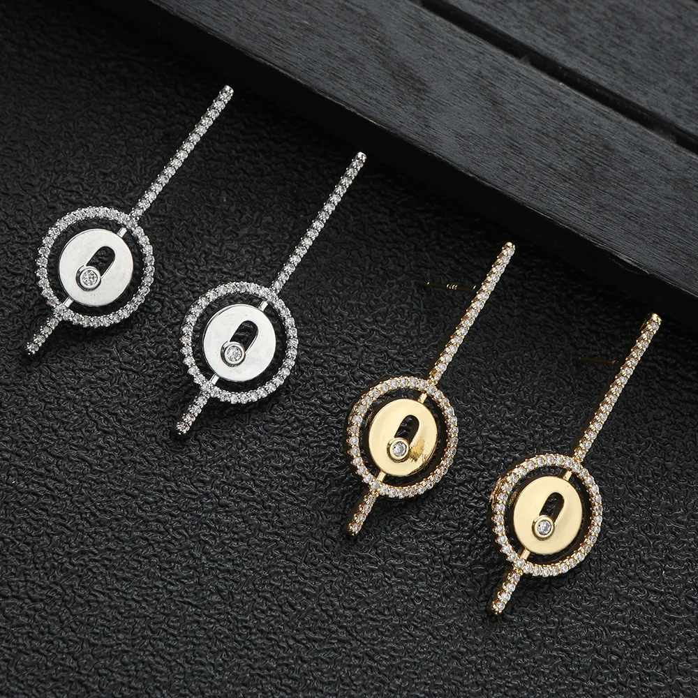 

HIBRIDE Classic Round Stud Earrings For Women Wedding Jewelry Cubic Zirconia Crystal Dubai Bridal Party Accessories E-616