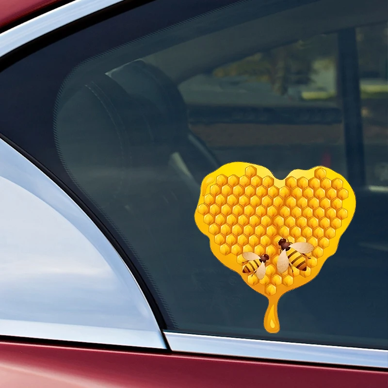 

Heart Shaped Honey Bee Car Sticker For Laptop Bottle Truck Phone Motorcycle Van SUV Vehicle