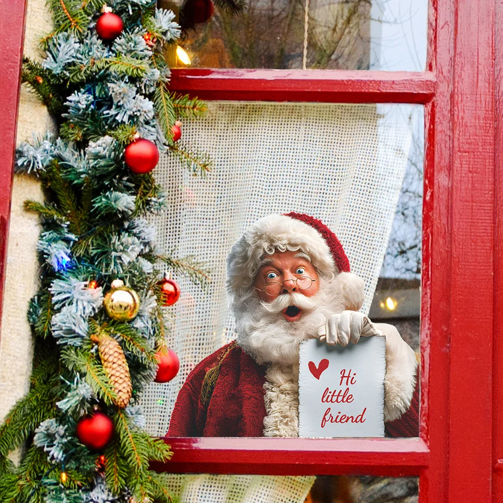 

Personalized Quirky Santa Claus English Phrase Home Decoration Glass Door Window Static Stickers