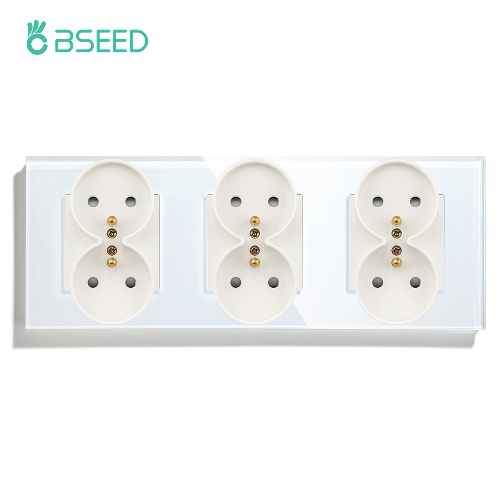 BSEED Doppel Frankreich Steckdosen Power Steckdose Einzigen Doppel Rahmen Home Wand Steckdosen Glas Panel Weiß Schwarz