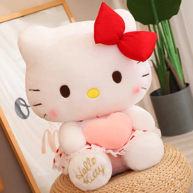 Hello Kitty Cartoon Plush Toy Dol l 30CM Cute  Flower Skirt Heart hugging Butterfly KT Pillow Birthday Gift Toy For Children