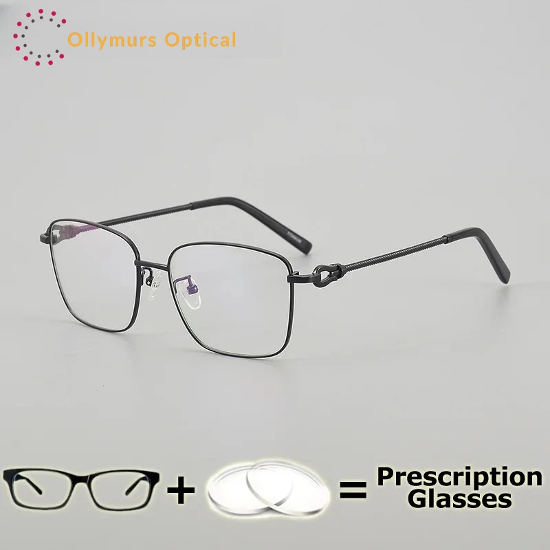 

OLLYMURS Customize Prescription Glasses Pure Titanium Top End Optical Eyewear Men Anti Blue Light Glasses Myopia Minus Lens Phot
