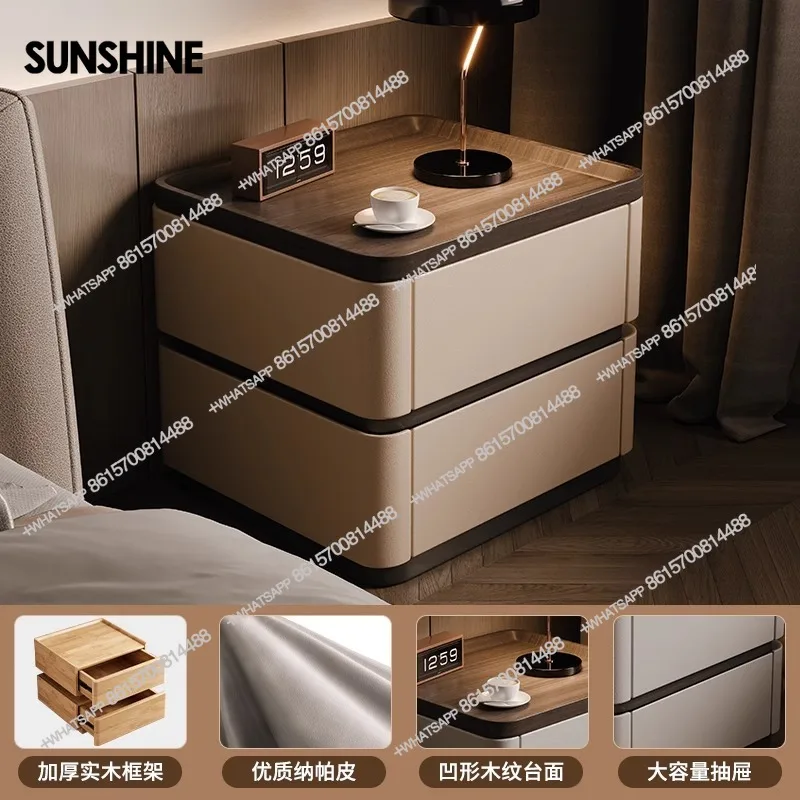

TS.Simple and modern solid wood smart bedside table light luxury high-end password lock bedroom floor bedside table
