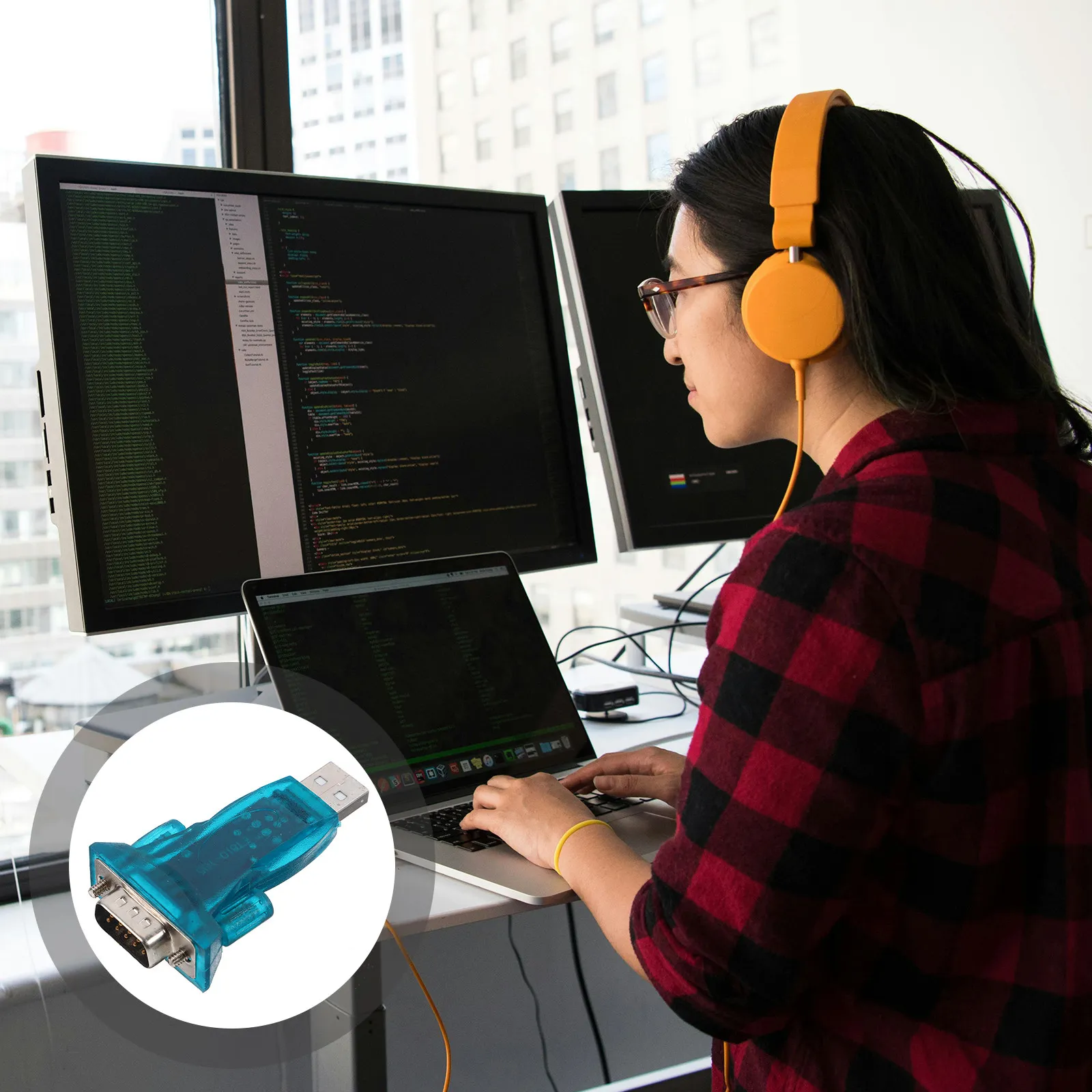 USB to Serial Adapter Converter Cable Efficient Stable Transmission Plug and Play Easy Setup Works with