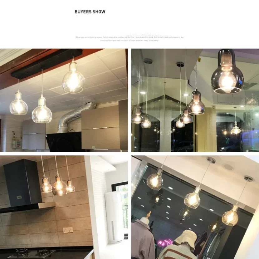 

Kitchen Hanging Lamp Restaurant Shop Modern Glass Pendant Lights for Bedroom Decoration Ceiling Chandeliers Luminaire Decor Home