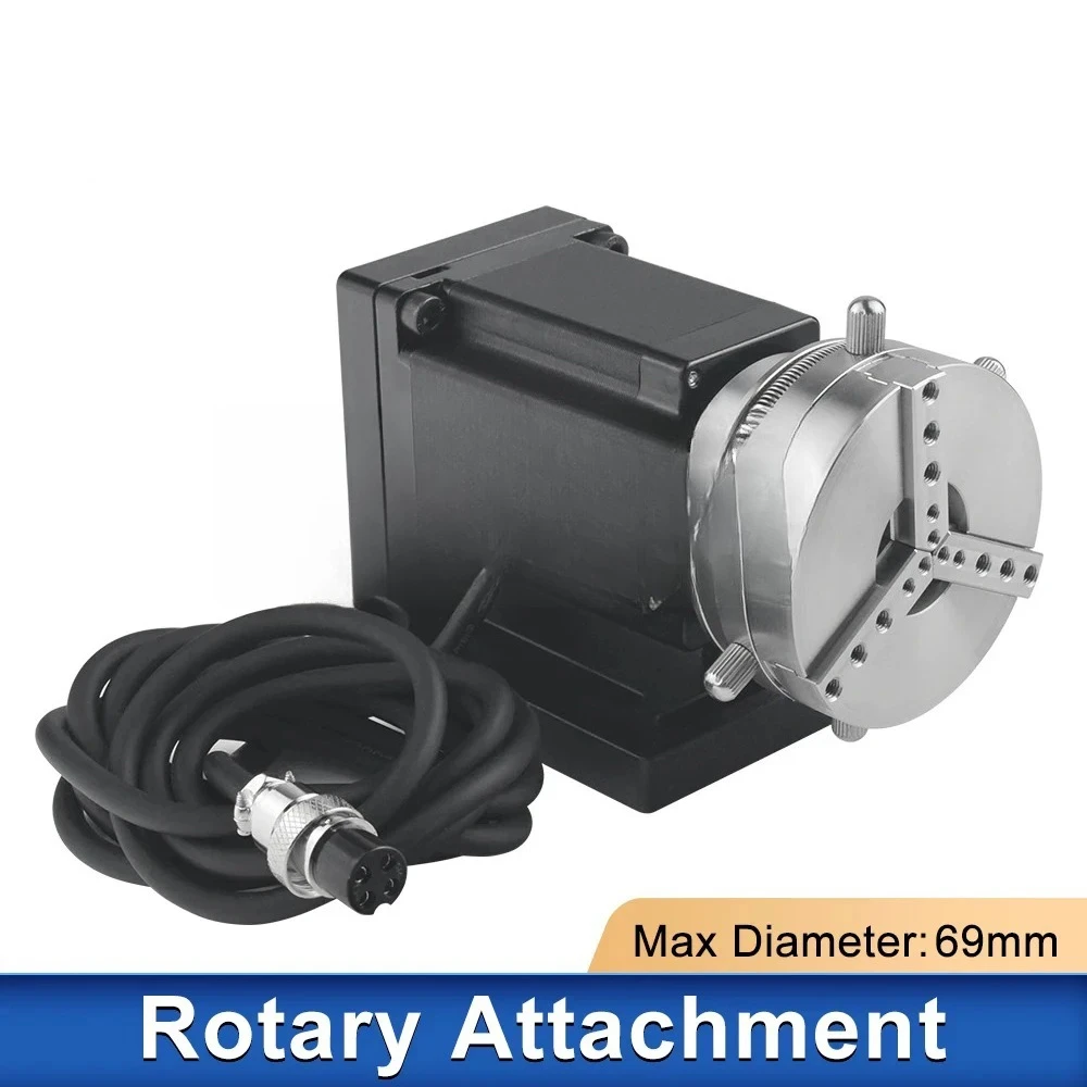 69mm Rotary Device Attachment Fixture Gripper with Three Chuck Rotary Expansion Axis for Fiber Laser Marking Machine