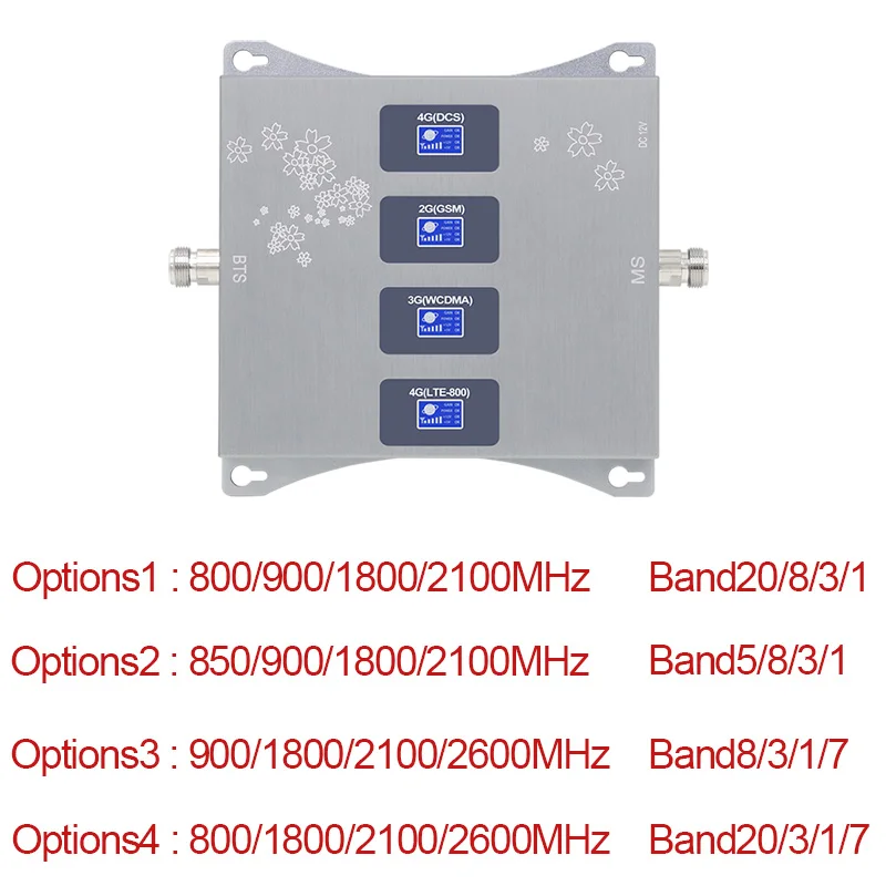 B20 800 900 1800 2100 2600 MHz Four-Band Cellular Amplifier GSM Repeater Mobile Network Booster 2G 3G 4G Booster 4G Antenna