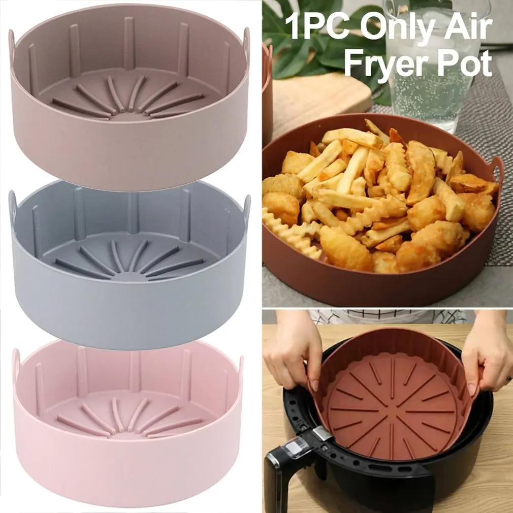 Airfryer Grill Pot vassoio Bakeware Pan friggitrice ad aria tappetino da forno cestello per stampi piatto in Silicone ciotola forno da cucina