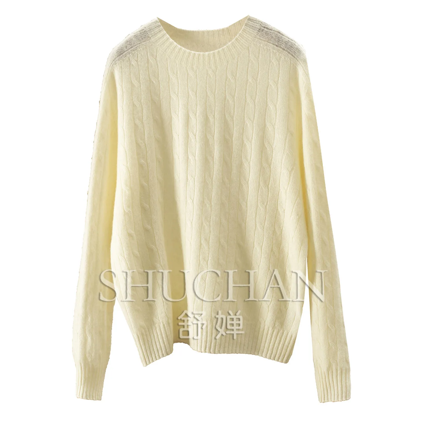 Classic Good Wear Pullover 180g Soft Wax Wool Cashmere Seamless Three-dimensional Twisted Crew Neck Sweater Women's E206 Special