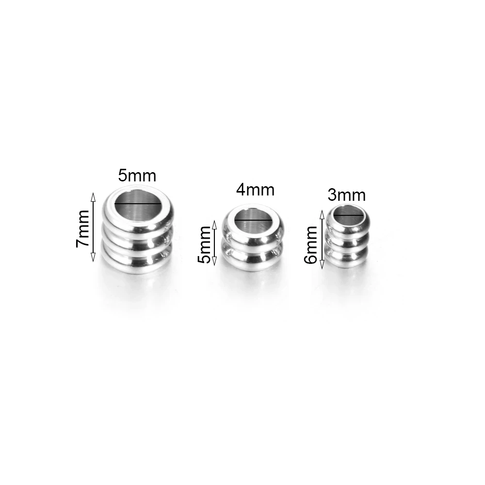 20pcs Stainless Steel Beads Charm Loose Round Beads Big Hole Beads Inner Hole 3 4 5mm For DIY Jewelry Making And Components