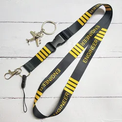 1 Set 4 Bar Black Engineer Lanyards Neck Strap for Phone Strap Lanyard for Keys ID Card Metal Plane USB Badge Holder for Aviator