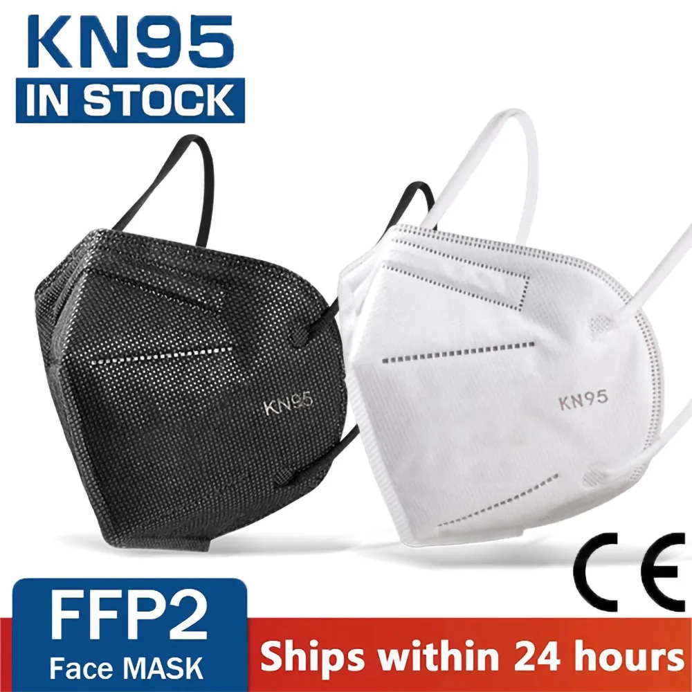 Ffp2 Gesichts maske kn95 Gesichts masca rillas 5 Schichten Filter masken Filtration Mund maske weiß Erwachsenen schutz Atemschutz maske schwarze Masken